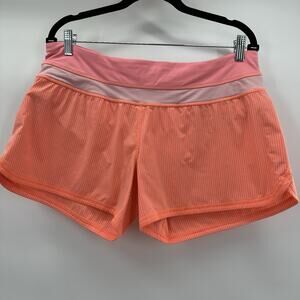 Lululemon Run Speed Up Shorts Womens 10 Orange Stripe Lined Pocket Breathable